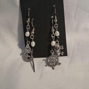 Silver Nautical Charm Earrings Set